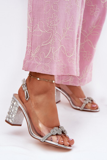 Transparente sandálias com salto D&A MR51-705 cor prata 2