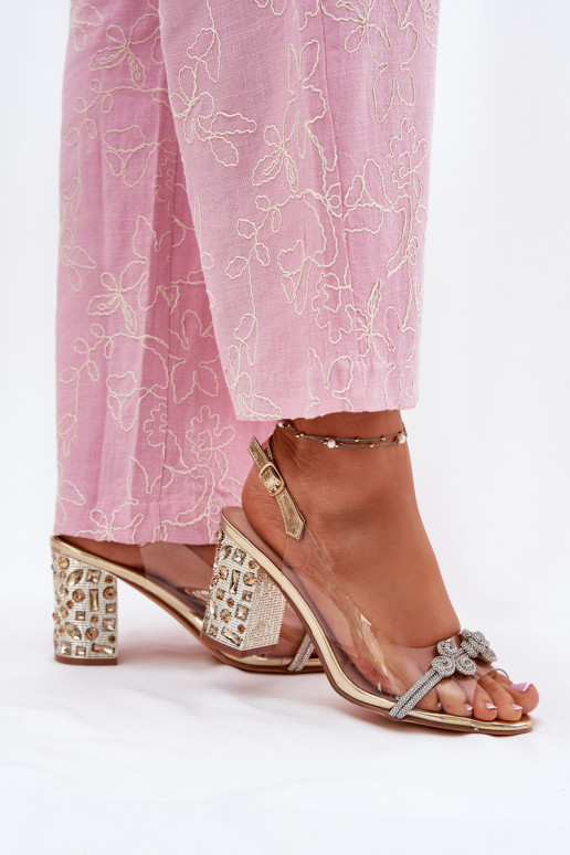 Transparente sandálias com salto D&A MR51-705 cor dourada Transparente sandálias com salto D&A MR51-705 cor dourada