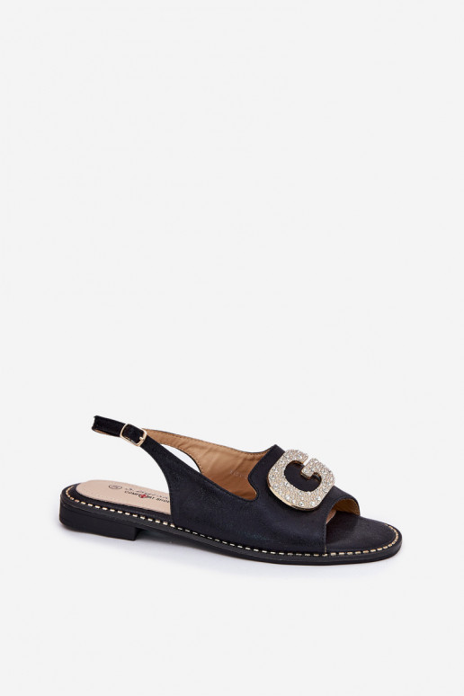 Sandálias femininas Com decorações Detalem S.Barski KV51-081 cor preta Sandálias femininas Com decorações Detalem S.Barski KV51-081 cor preta