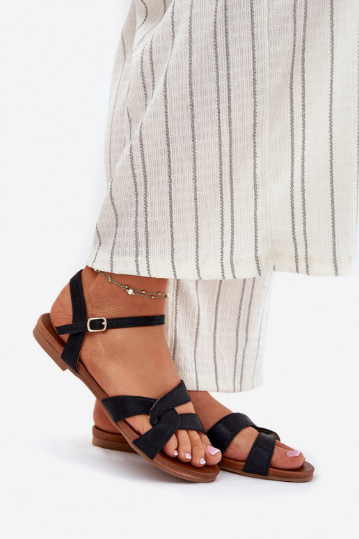 isósceles com brilho Sandálias femininas S.Barski KV51-022 cor preta isósceles com brilho Sandálias femininas S.Barski KV51-022 cor preta