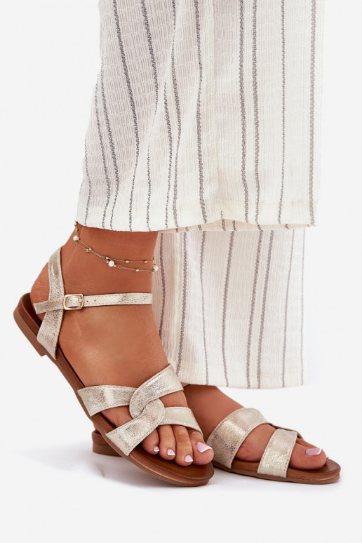 isósceles com brilho Sandálias femininas S.Barski KV51-022 cor dourada isósceles com brilho Sandálias femininas S.Barski KV51-022 cor dourada