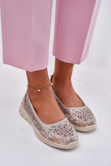 Pele com elementos abertos  Bailarinas cor dourada Leaneila