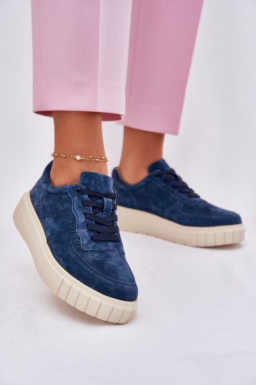 de camurça À modalo de tênis Feminino com uma plataforma azul escuro RilParaena