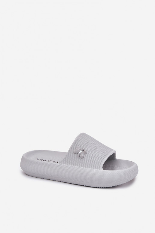 Chinelos leves Chinelos femininos com uma plataforma Com Urso Vinceza 75210 cor cinza