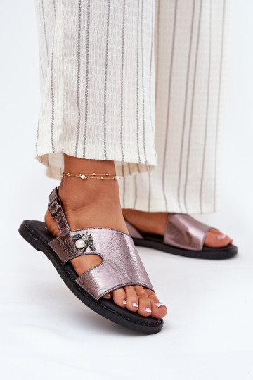 Sandálias rasteiras para mulheres Com decorações Detalem Vinceza 17378 cor prata