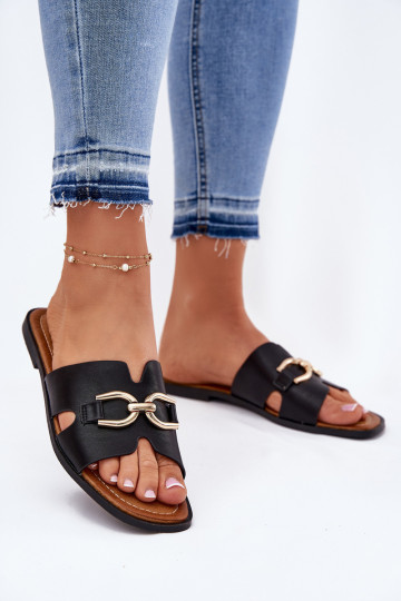 Chinelos Apartamento feminino Com decorações Detalem cor preta Amiresna