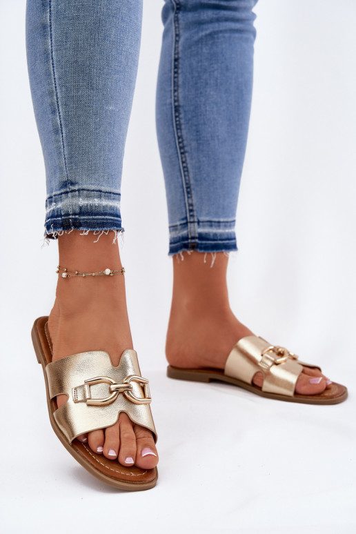 Chinelos Apartamento feminino Com decorações Detalem cor dourada Amiresna Chinelos Apartamento feminino Com decorações Detalem cor dourada Amiresna