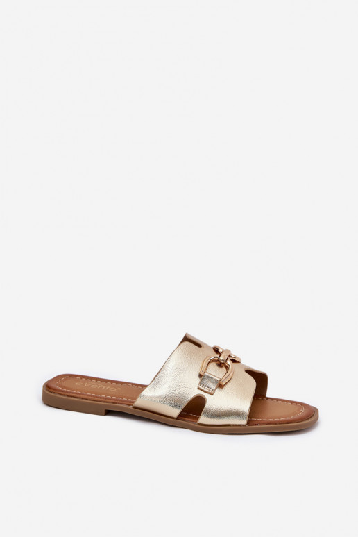 Chinelos Apartamento feminino Com decorações Detalem cor dourada Amiresna Chinelos Apartamento feminino Com decorações Detalem cor dourada Amiresna