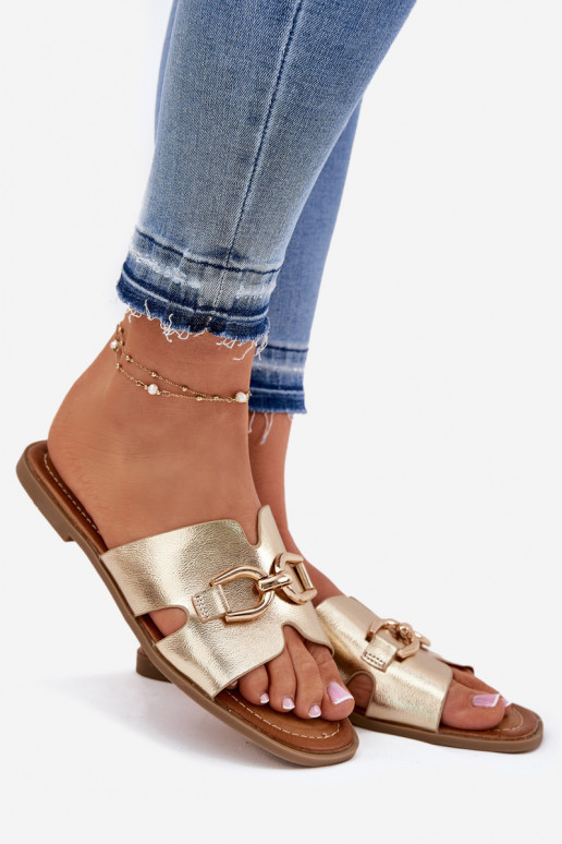 Chinelos Apartamento feminino Com decorações Detalem cor dourada Amiresna Chinelos Apartamento feminino Com decorações Detalem cor dourada Amiresna