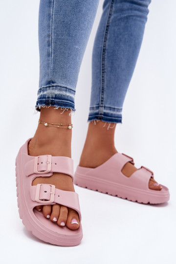Chinelos femininos com espuma com uma plataforma cor rosa Melorea