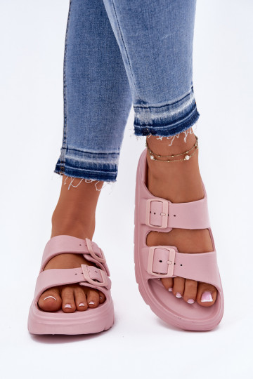 Chinelos femininos com espuma com uma plataforma cor rosa Melorea 2