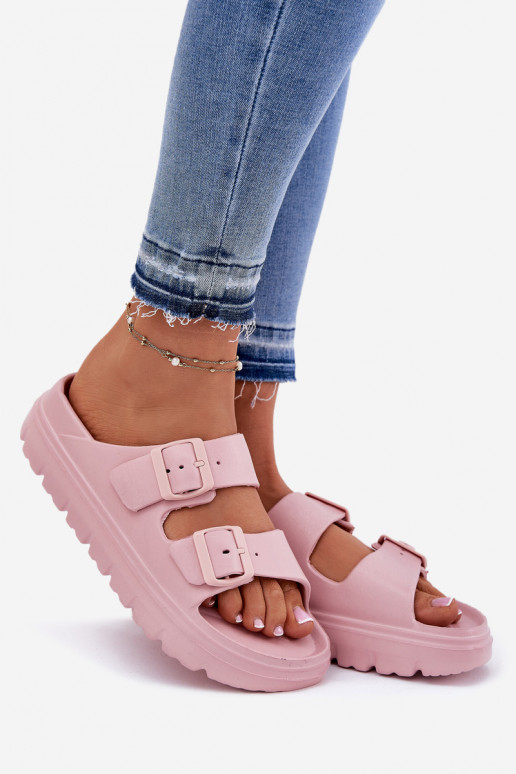 Chinelos femininos com espuma com uma plataforma cor rosa Melorea Chinelos femininos com espuma com uma plataforma cor rosa Melorea