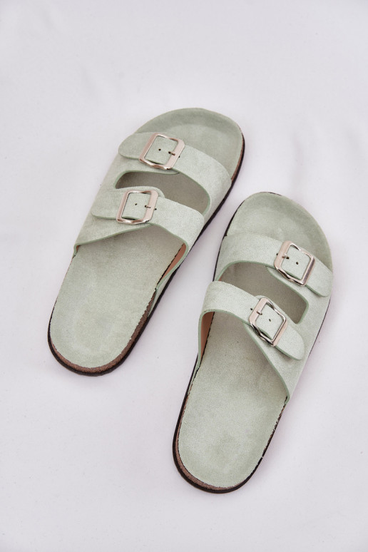 Chinelos femininos com fivelas cor menta Oliena