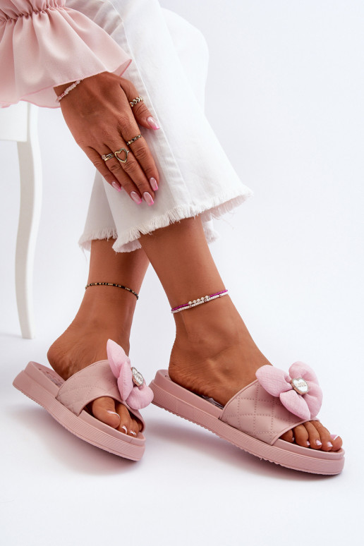 Chinelos femininos com enfeites Habilitado Baixoj Platformie cor rosa Cedrella Chinelos femininos com enfeites Habilitado Baixoj Platformie cor rosa Cedrella