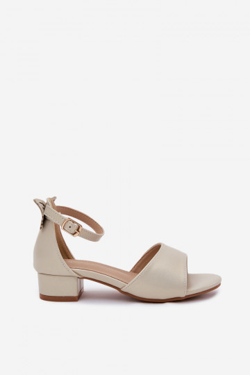 com brilho sandálias Infantil De salto baixo cor dourada Ainare 2