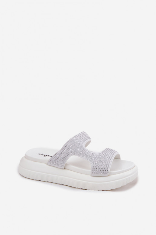 Decorado Chinelos femininos com uma plataforma cor branca Jestella