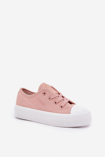 Tênis casuais infantis cor rosa com cadarços, Big Star RR374011