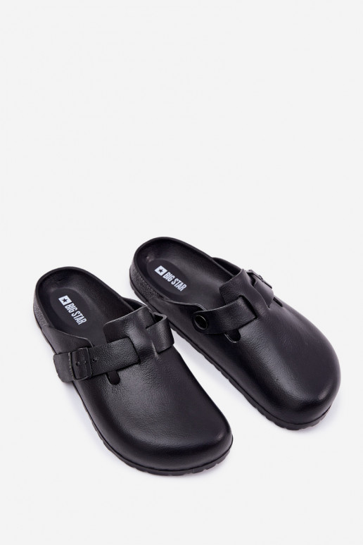 Chinelos leves Chinelos Tamancos Tem que sercho com fivelas Big Star RR174A022 cor preta