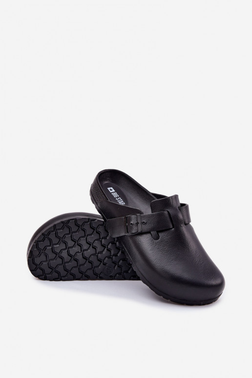 Chinelos leves Chinelos Tamancos Tem que sercho com fivelas Big Star RR174A022 cor preta