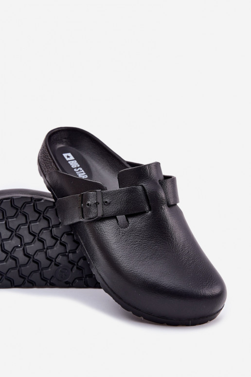 Chinelos leves Chinelos Tamancos Tem que sercho com fivelas Big Star RR174A022 cor preta