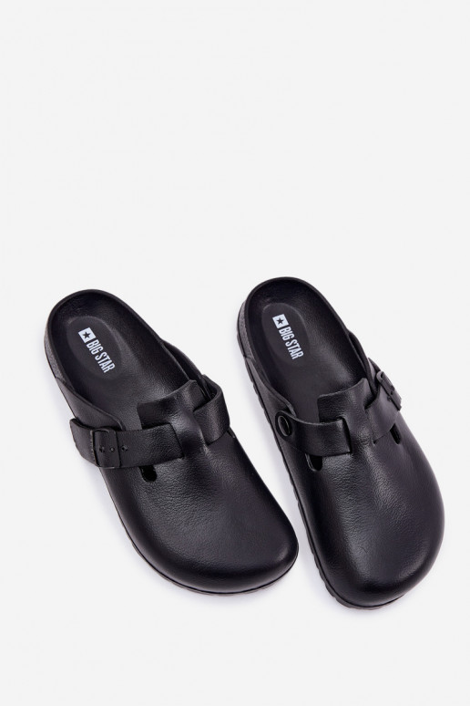 Chinelos leves Chinelos Tamancos Tem que sercho com fivelas Big Star RR174A022 cor preta