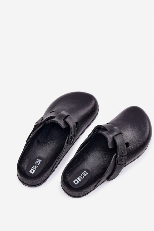 Chinelos leves Chinelos Tamancos Tem que sercho com fivelas Big Star RR174A022 cor preta