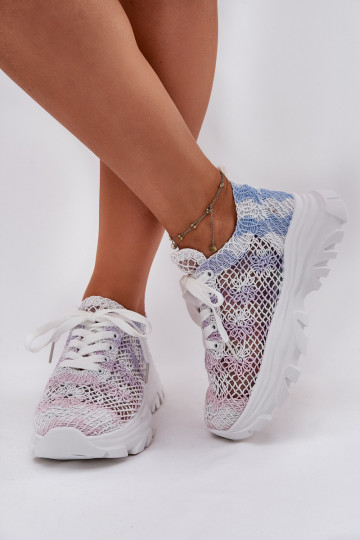 Tênis femininos estilo esportivo de várias cores com cano de renda, "Jelhiris" 2