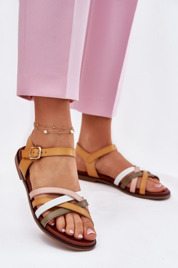 Sandálias femininas Z Przeplatającymi Się Paskami Sergio Leone SK090H cor amarela