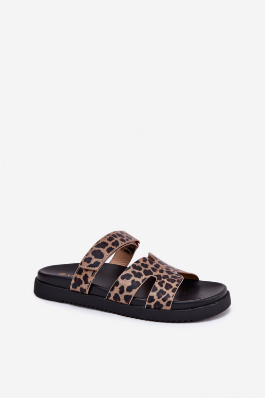 Chinelos femininos Z com fecho adesivoem Vinceza 17401 com padrões de pele de leopardo Chinelos femininos Z com fecho adesivoem Vinceza 17401 com padrões de pele de leopardo