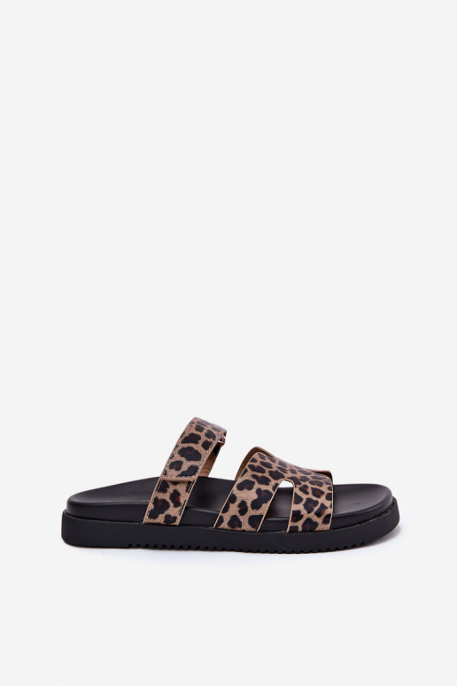 Chinelos femininos Z com fecho adesivoem Vinceza 17401 com padrões de pele de leopardo Chinelos femininos Z com fecho adesivoem Vinceza 17401 com padrões de pele de leopardo