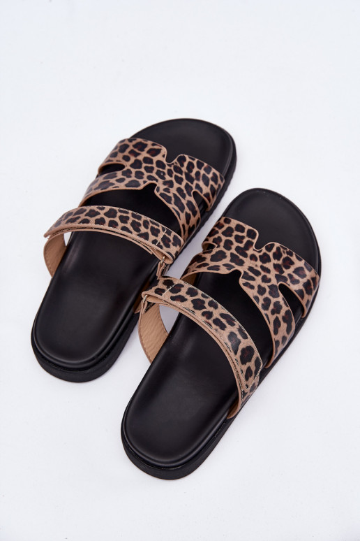 Chinelos femininos Z com fecho adesivoem Vinceza 17401 com padrões de pele de leopardo Chinelos femininos Z com fecho adesivoem Vinceza 17401 com padrões de pele de leopardo