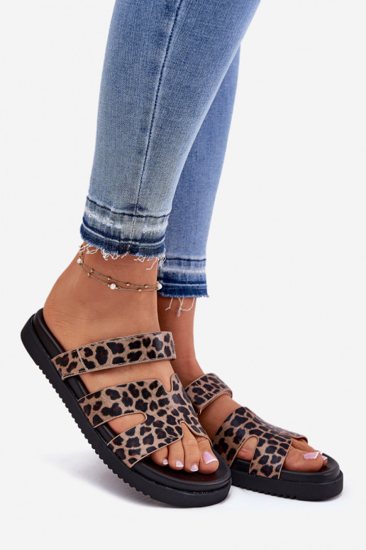 Chinelos femininos Z com fecho adesivoem Vinceza 17401 com padrões de pele de leopardo Chinelos femininos Z com fecho adesivoem Vinceza 17401 com padrões de pele de leopardo
