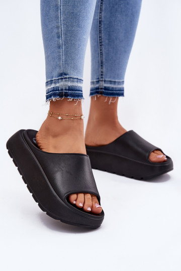 Chinelos femininos pretos leves com plataforma, “Xalvania” 2