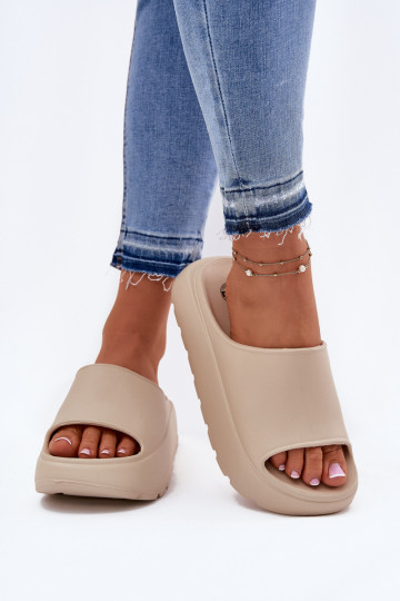 Chinelos femininos cor de areia leves com plataforma, “Xalvania” 2