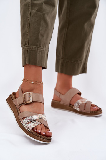 Sapatos femininos cor de areia com fivelas, Inblu GS000056 2