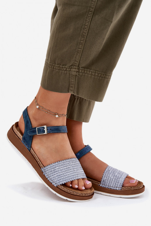 Sandálias femininas Com trança Casal Depois Inblu GS000050 cor azul