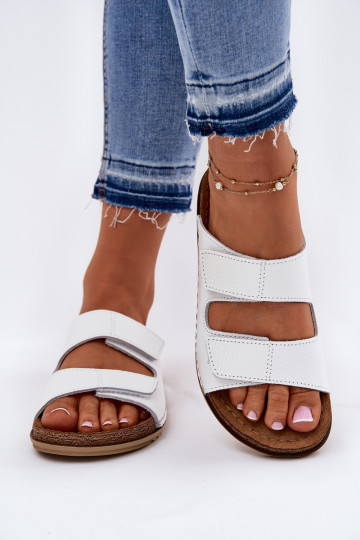 Chinelos de couro Feminino Inblu AA0005GU cor branca 2