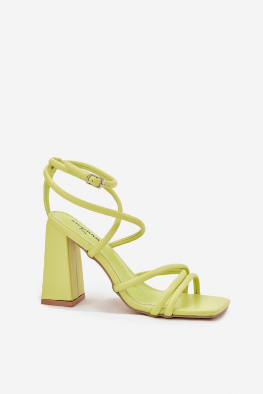 Sandálias femininas de salto alto com listras Calcário Ciarilora