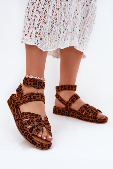Sandálias femininas com fechos adesivos Uvissa com estampa de leopardo 2