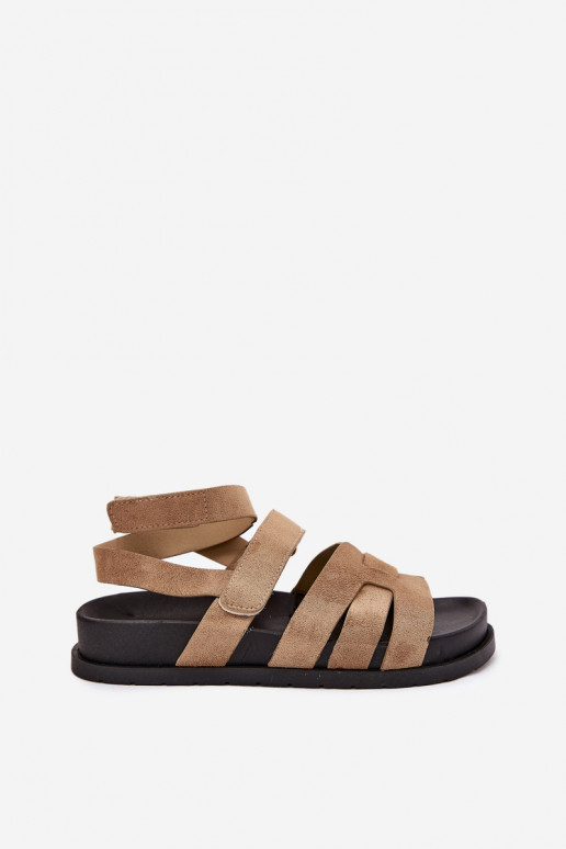 Eko Sandálias femininas de camurça Z com fecho adesivoami bege Valpera