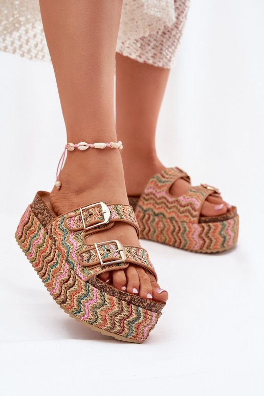Chinelos femininos com uma plataforma Com trança I com fivelasmi Cores diferentes Eradriana