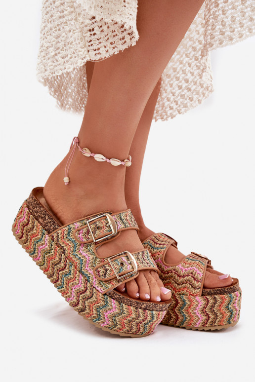 Chinelos femininos com uma plataforma Com trança I com fivelasmi Cores diferentes Eradriana