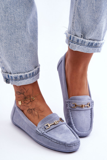 Feminino Mocassins clássicos de camurça cor azul Corinell