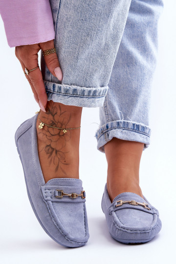 Feminino Mocassins clássicos de camurça cor azul Corinell 2