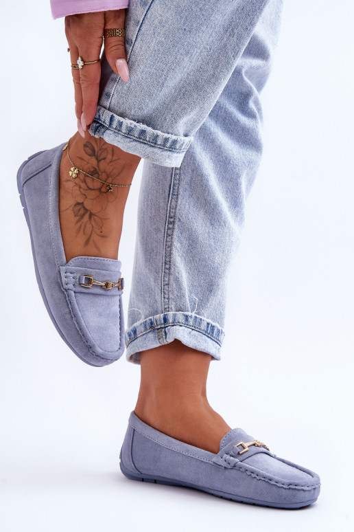 Feminino Mocassins clássicos de camurça cor azul Corinell Feminino Mocassins clássicos de camurça cor azul Corinell