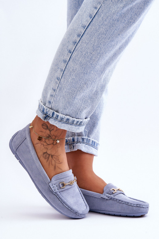 Feminino Mocassins clássicos de camurça cor azul Corinell Feminino Mocassins clássicos de camurça cor azul Corinell