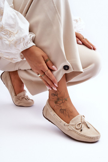 Mocassins elegantes de camurça bege Si Passione