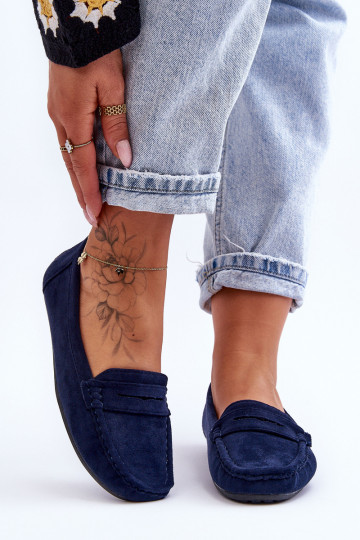 Mocassins elegantes de camurça azul escuro Lenvie 2