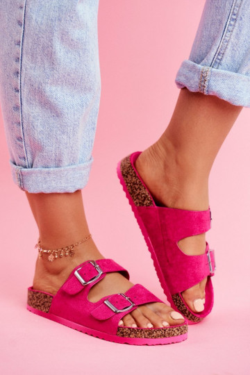 Feminino Chinelos Em Korek com fivelas cor rosa Si Senor