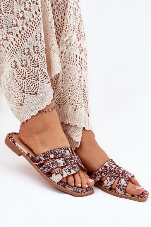 Decorado Chinelos com salto largo Borgonha Anniles